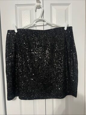 Reitmans Black  Sequin Mini Skirt - Classic Party Style XL